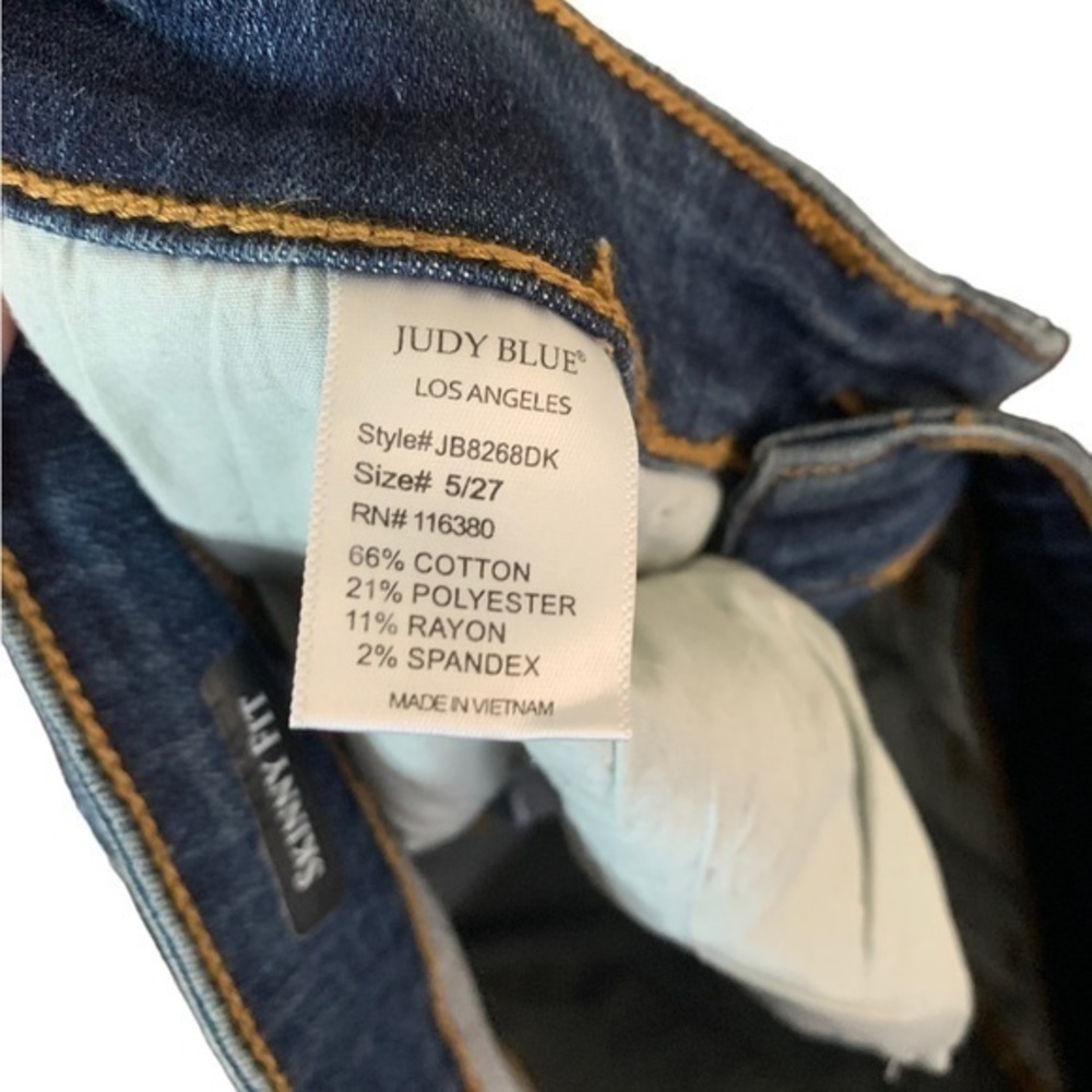 Judy Blue Buffalo Plaid Peek A Boo Skinny Jeans Size 5/27 - Picture 5 of 5
